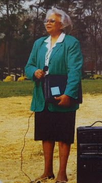 Prinicipal Barbara Hubbard at the playground opening ceremony in 2000.